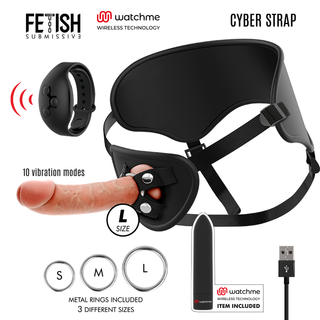 FETISH SUBMISSIVE CYBER STRAP - HARNESS WITH DILDO AND REMOTE CONTROL BULLET TECHNOLOGY WATCHME L