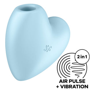SATISFYER - CUTIE HEART BLUE AIR PULSE STIMULATOR AND VIBRATOR