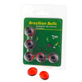 TALOKA - 5 BRAZILIAN BALLS STRAWBERRY &amp; CHAMPAGNE INTIMATE GEL