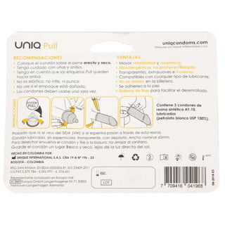 UNIQ - PULL CONDOMS WITHOUT LATEX STRIPS 3 UNITS