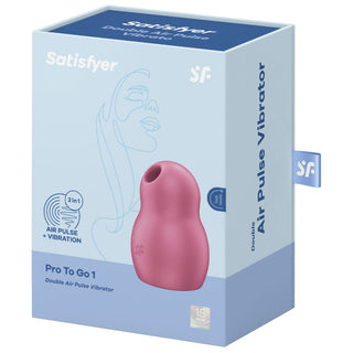 SATISFYER - DOUBLE AIR PULSE PRO TO GO 1 RED STIMULATOR AND VIBRATOR