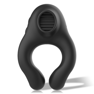 BLACK&amp;SILVER - RECHARGEABLE SILICONE 3 MOTOR VIBRATOR RING BLACK