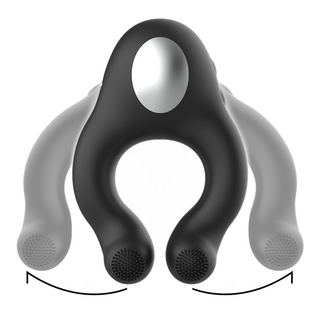 BLACK&amp;SILVER - RECHARGEABLE SILICONE 3 MOTOR VIBRATOR RING BLACK