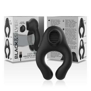 BLACK&amp;SILVER - RECHARGEABLE SILICONE 3 MOTOR VIBRATOR RING BLACK