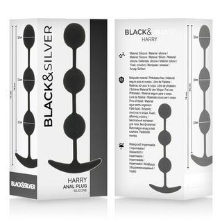 BLACK&amp;SILVER - HARRY ANAL PRUNING 3 SILICONE SPHERES 14 CM
