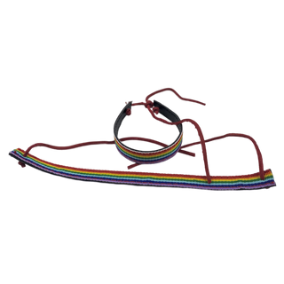 PRIDE - BLACK LEATHER BRACELET LGBT FLAG