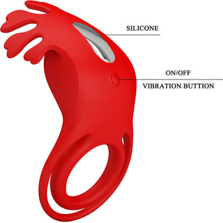 PRETTY LOVE - RUBEN VIBRATOR RING 7 VIBRATIONS RED SILICONE