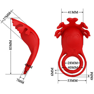 PRETTY LOVE - RUBEN VIBRATOR RING 7 VIBRATIONS RED SILICONE