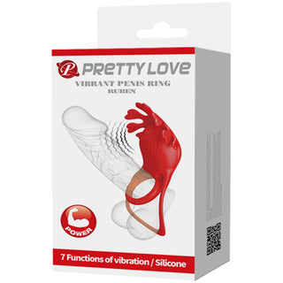 PRETTY LOVE - RUBEN VIBRATOR RING 7 VIBRATIONS RED SILICONE