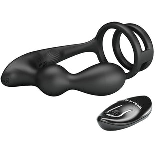 PRETTY LOVE - MARSHALL COCK RING WITH VIBRATING ANAL PLUG WITH REMOTE CONTROL