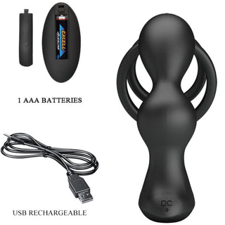 PRETTY LOVE - MARSHALL COCK RING WITH VIBRATING ANAL PLUG WITH REMOTE CONTROL