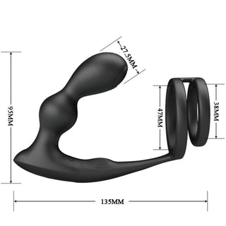 PRETTY LOVE - MARSHALL COCK RING WITH VIBRATING ANAL PLUG WITH REMOTE CONTROL