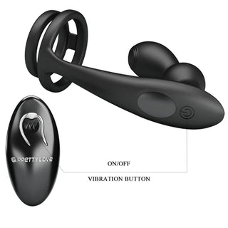 PRETTY LOVE - MARSHALL COCK RING WITH VIBRATING ANAL PLUG WITH REMOTE CONTROL