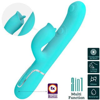 PRETTY LOVE - AQUA GREEN LICKABLE RABBIT VIBRATOR