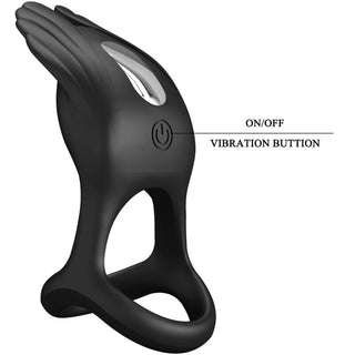 PRETTY LOVE - SILAS VIBRATING PENIS RING 7 VIBRATIONS BLACK SILICONE