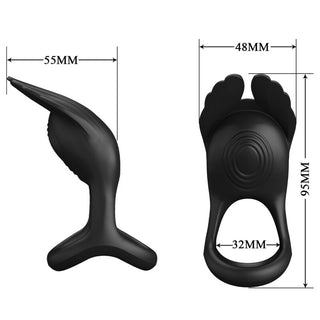 PRETTY LOVE - SILAS VIBRATING PENIS RING 7 VIBRATIONS BLACK SILICONE