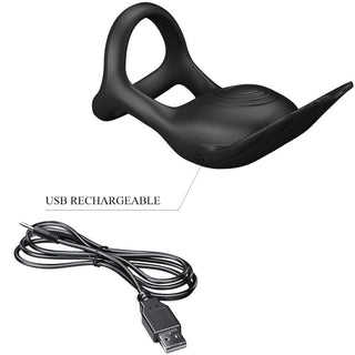 PRETTY LOVE - SILAS VIBRATING PENIS RING 7 VIBRATIONS BLACK SILICONE