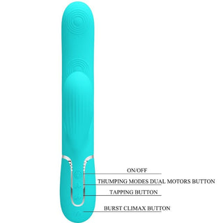 PRETTY LOVE - PERLITA 3 IN 1 MULTIFUNCTIONAL G-SPOT VIBRATOR AQUA GREEN