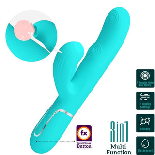 PRETTY LOVE - PERLITA 3 IN 1 MULTIFUNCTIONAL G-SPOT VIBRATOR AQUA GREEN