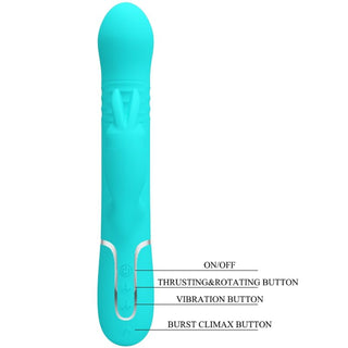 PRETTY LOVE - COALE RABBIT VIBRATOR AQUA GREEN BEADS