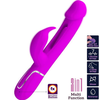 PRETTY LOVE - DEJON RABBIT 3 IN 1 MULTIFUNCTION FUCSIA VIBRATOR