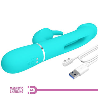 PRETTY LOVE - DEJON RABBIT 3 IN 1 MULTIFUNCTION VIBRATOR AQUA GREEN