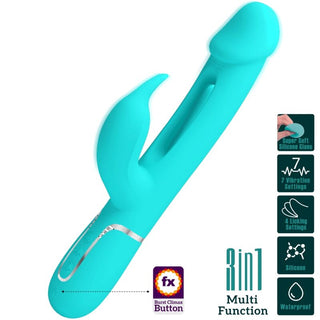 PRETTY LOVE - DEJON RABBIT 3 IN 1 MULTIFUNCTION VIBRATOR AQUA GREEN