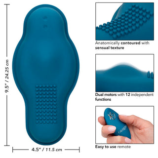 CALEXOTICS - RIDER MASSAGER DUAL MOTOR REMOTE CONTROL BLUE