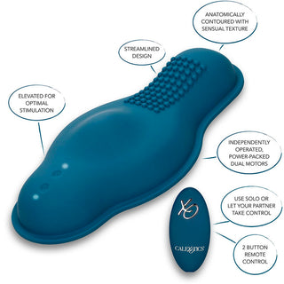 CALEXOTICS - RIDER MASSAGER DUAL MOTOR REMOTE CONTROL BLUE