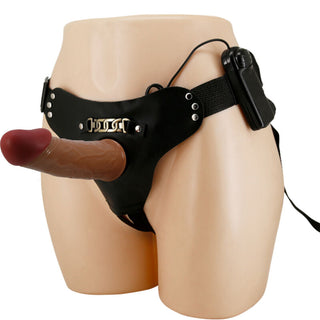 PRETTY LOVE - STARKS SLIP MULTI-SPEED VIBRANT DILDO HARNESS 17.5 CM LIGHT BROWN