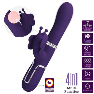 PRETTY LOVE - 4 IN 1 MULTIFUNCTIONAL RABBIT VIBRATOR PURPLE BUTTERFLY