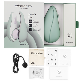 WOMANIZER - LIBERTY 2 CLITORIS STIMULATOR &amp; SUCTION CUP LIGHT GREEN