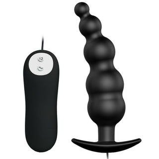 PRETTY LOVE - EXTRA STIMULATION SILICONE ANAL PLUG AND 12 VIBRATION MODES BLACK