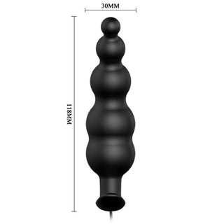 PRETTY LOVE - EXTRA STIMULATION SILICONE ANAL PLUG AND 12 VIBRATION MODES BLACK