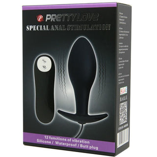 PRETTY LOVE - SILICONE ANCHOR SHAPE ANAL PLUG 12 VIBRATION MODES BLACK