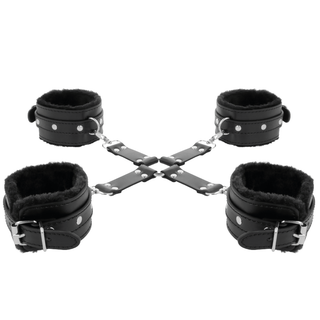 DARKNESS - MENOTTES EN CUIR POUR PIEDS ET MAINS NOIR